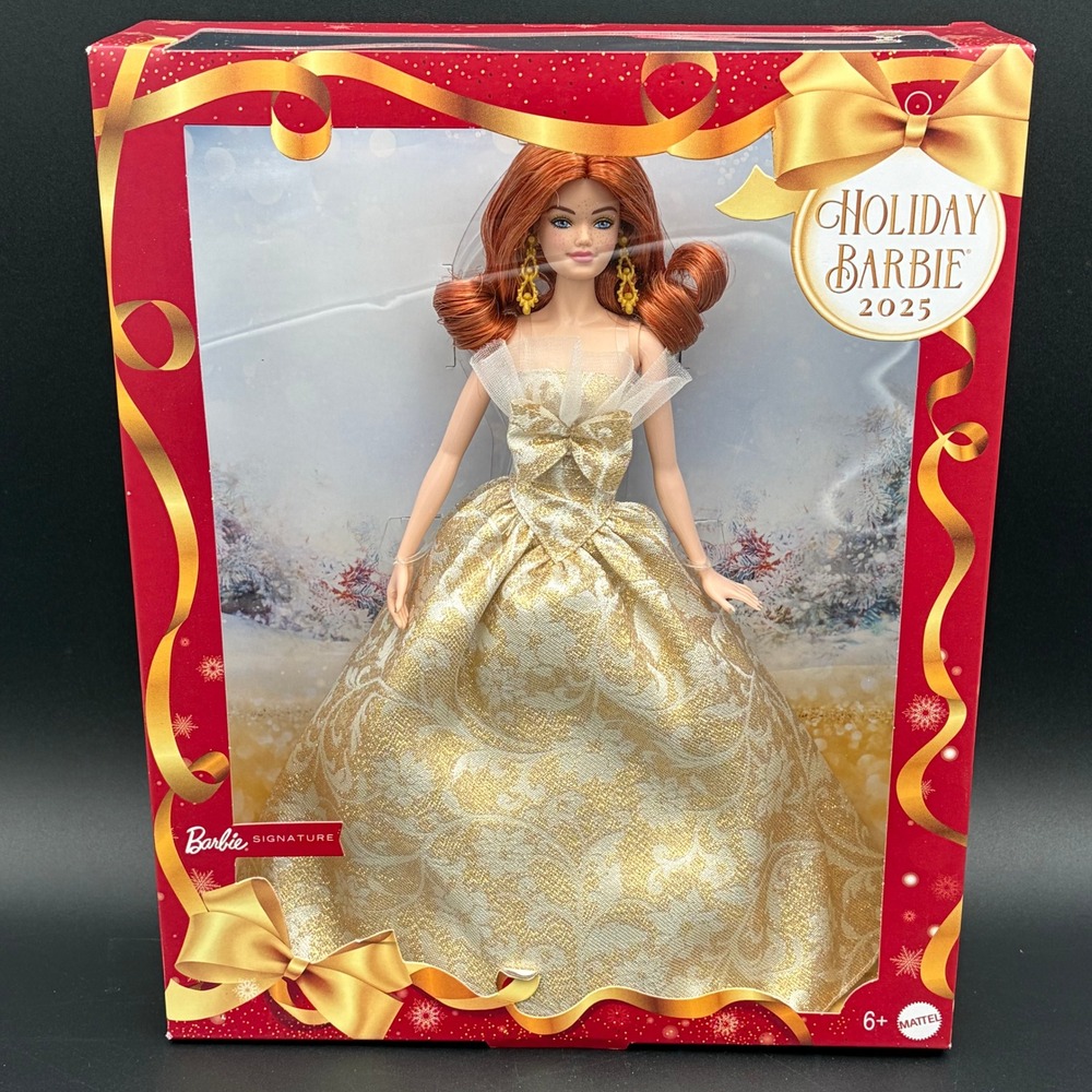Barbie Signature 2025 Holiday Barbie Doll Redhead Gold Gown JBH99 NRFB